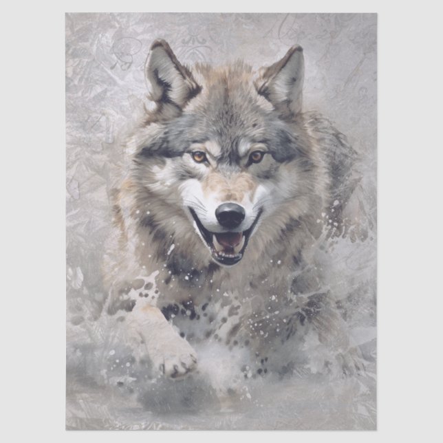 Papier Mousseline Aquarelle de loup (Recto)
