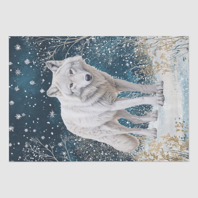 Papier Mousseline Aquarelle de loup blanc (Recto)