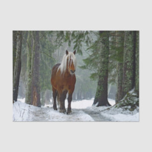 Papier Mousseline Aquarelle de neige de la forêt de cheval