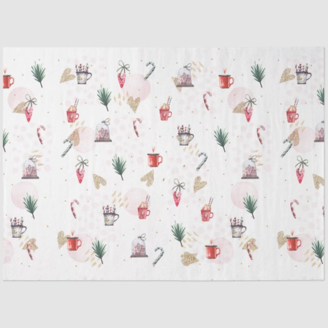 Papier Mousseline Aquarelle de Noël GoldI Design 1 (Recto)