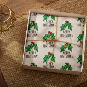 Papier Mousseline Aquarelle de Noël Holly