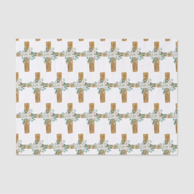 Papier Mousseline Aquarelle de Pâques Croix florale (Recto)