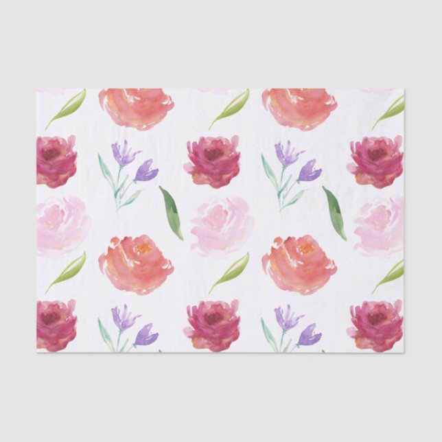 Papier Mousseline Aquarelle de roses florale (Recto)