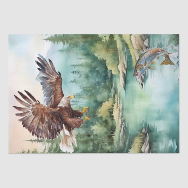Papier Mousseline Aquarelle de truite de la rivière Bald Eagle (Recto)
