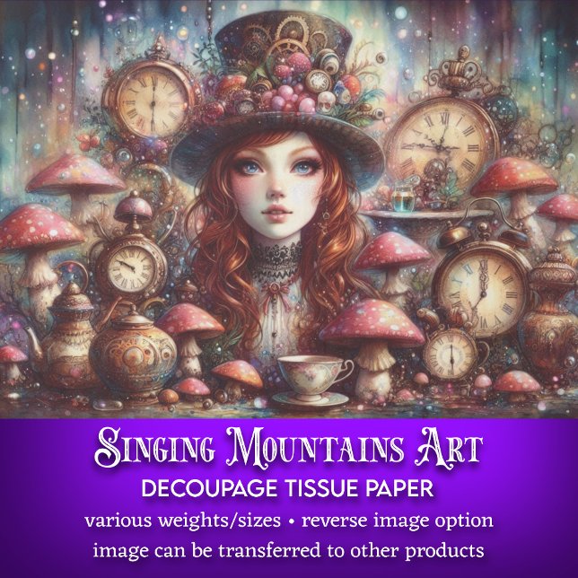 Papier Mousseline Aquarelle de vapeur d'eau Alice Découpage artistiq (Créateur téléchargé)