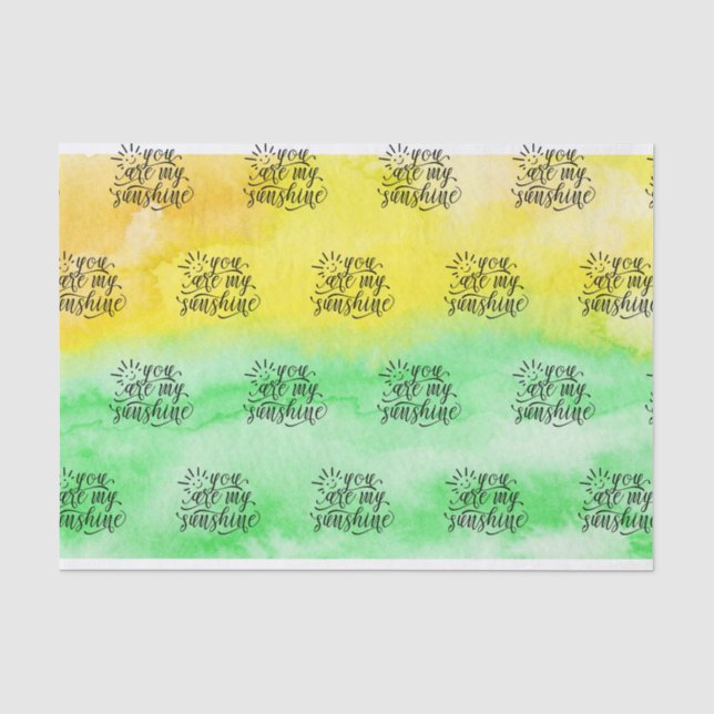 Papier Mousseline Aquarelle de vert jaune vous êtes mon soleil (Recto)