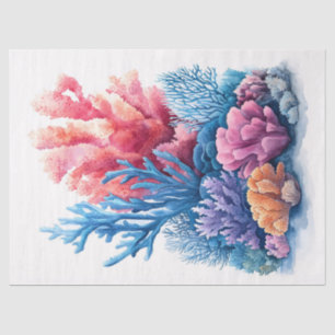 Papier Mousseline Aquarelle Découpage Art Coral Reef