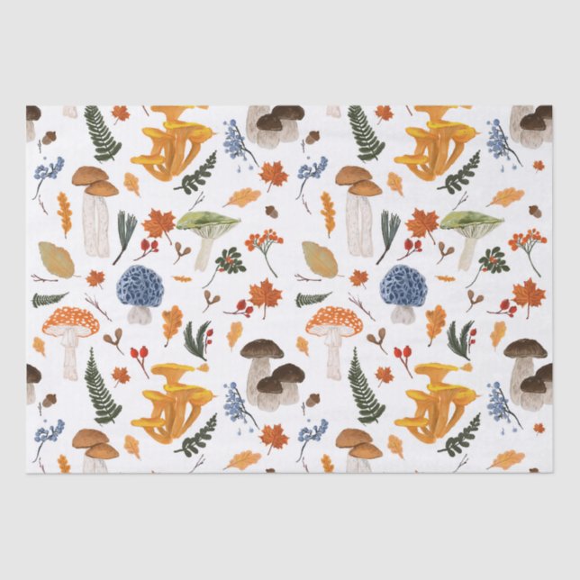 Papier Mousseline Aquarelle des champignons de la forêt lunaire (Recto)