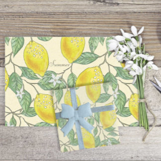 Papier Mousseline Aquarelle d'été Vintages citrons Motif Découpage