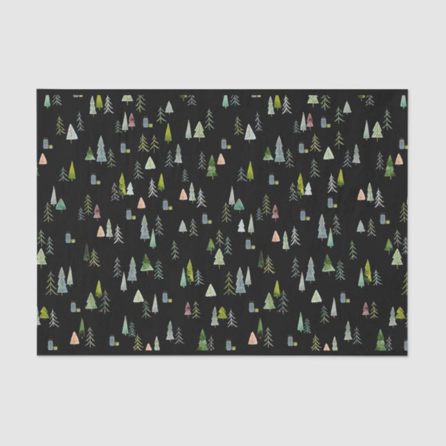 Papier Mousseline Aquarelle d'illustration de l'arbre de Noël (Recto)