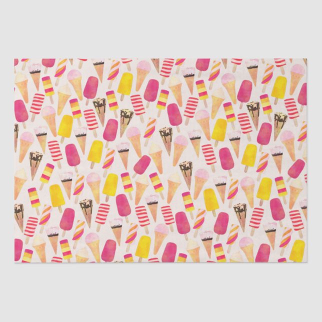 Papier Mousseline Aquarelle douce été crème glacée (Recto)