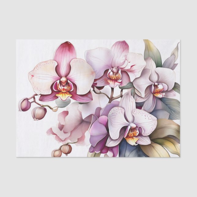 Papier Mousseline Aquarelle douce florale de l'orchidée (Recto)