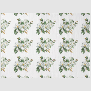 Papier Mousseline Aquarelle douce Magnolia Motif bleu