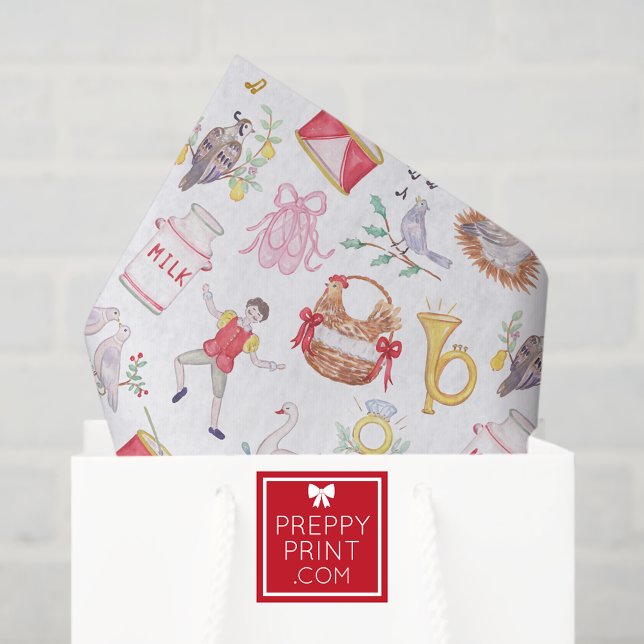 Papier Mousseline Aquarelle Douze jours de Noël (Créateur téléchargé)