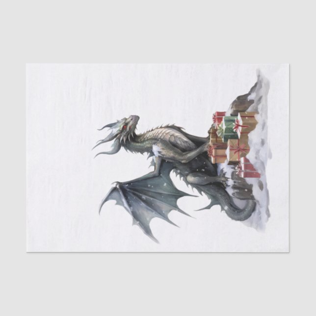 Papier Mousseline Aquarelle Dragon de Noël (Recto)