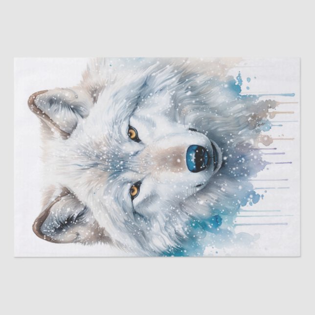 Papier Mousseline Aquarelle du loup arctique (Recto)