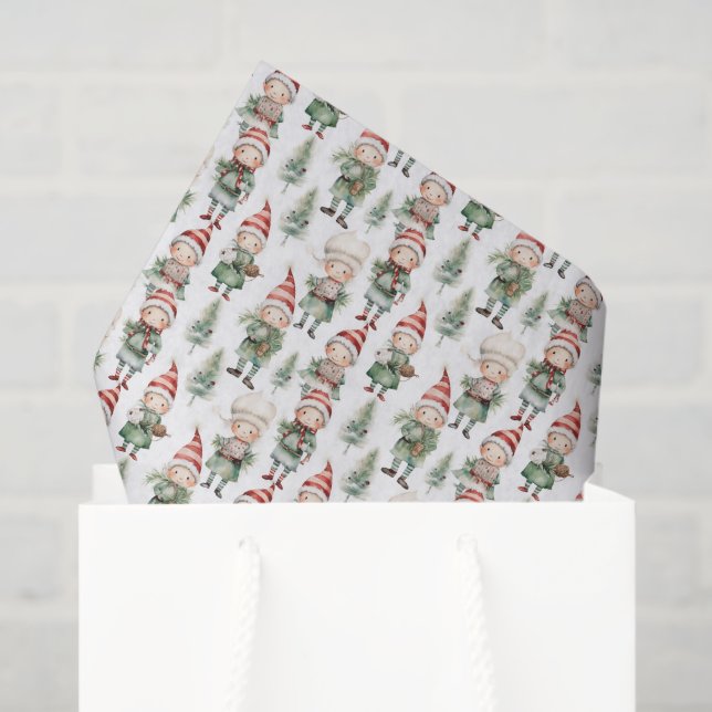 Papier Mousseline Aquarelle elée de Noël (Sac cadeau)