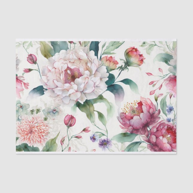 Papier Mousseline Aquarelle élégante délicate motif asiatique floral (Recto)