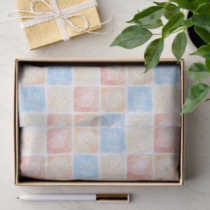 Papier Mousseline Aquarelle Empreintes de pattes & Coeurs dans les b