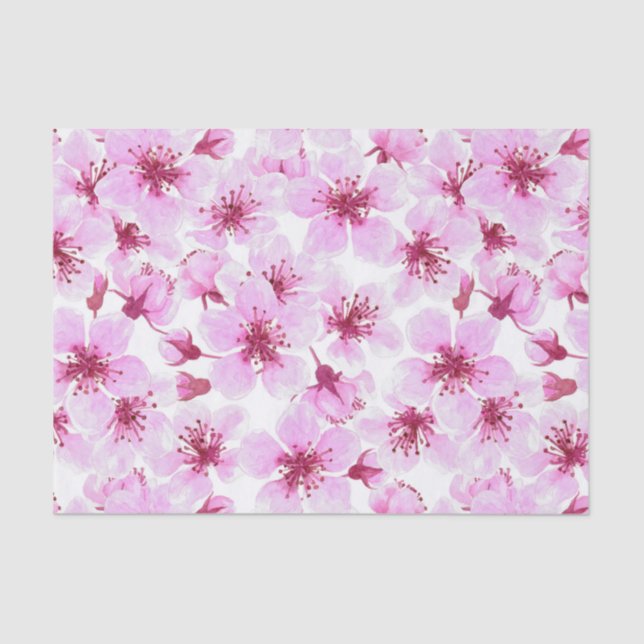 Papier Mousseline Aquarelle en fleurs de cerisier (Recto)