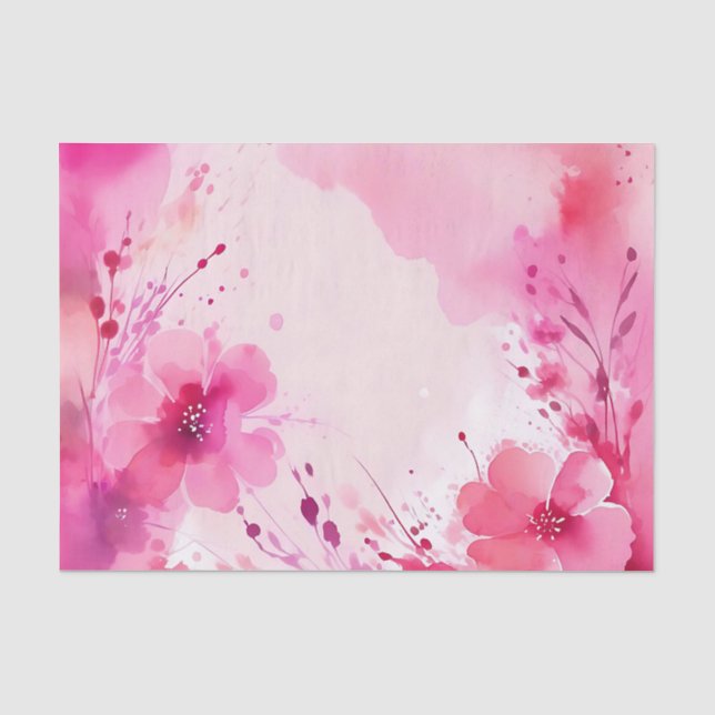 Papier Mousseline Aquarelle en floraison Abstraite rose (Recto)