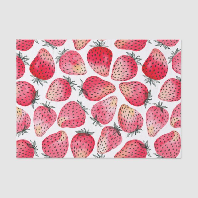 Papier Mousseline Aquarelle et encre de fraises (Recto)