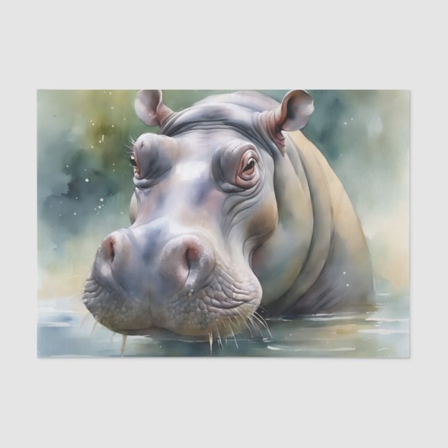 Papier Mousseline Aquarelle Ethereal Hippo (Recto)