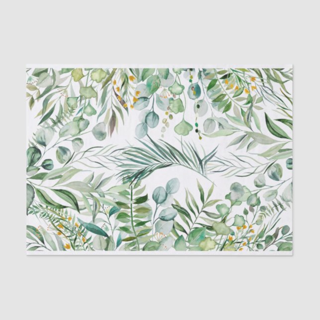 Papier Mousseline Aquarelle Eucalyptus Feuille Motif botanique (Recto)