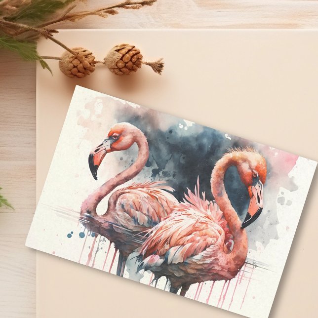 Papier Mousseline Aquarelle Flamant rose rose (Créateur téléchargé)