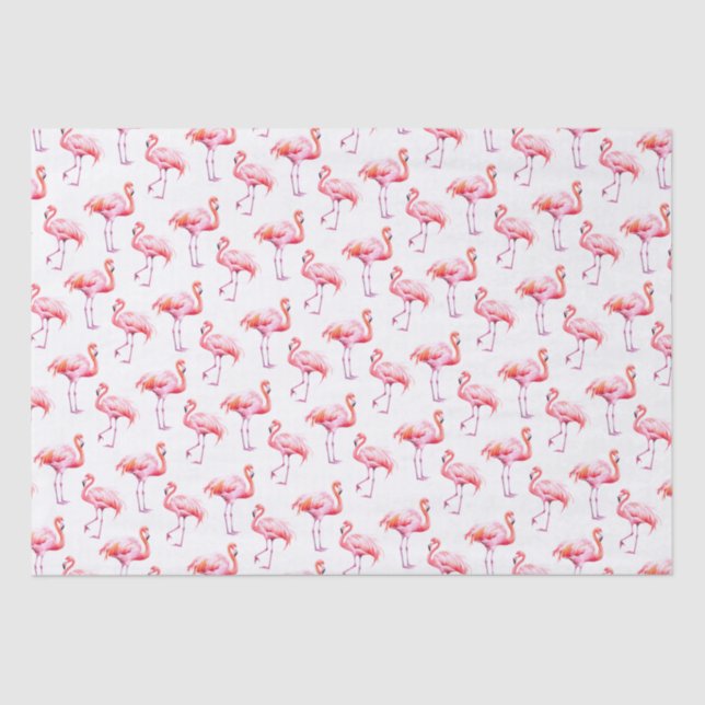 Papier Mousseline Aquarelle Flamant rose rose tropicale (Recto)