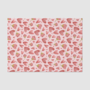 Papier Mousseline Aquarelle Fleur Coeur Motif Saint-Valentin