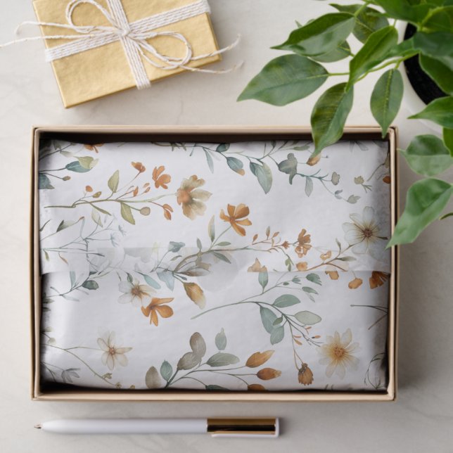 Papier Mousseline Aquarelle fleur sauvage boho (Cadeau)