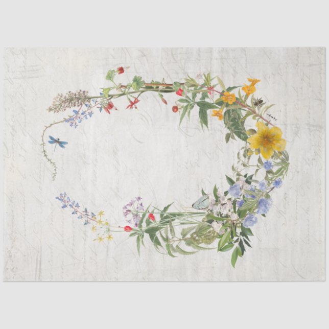 Papier Mousseline Aquarelle fleur sauvage Botanique Floral Decoupage (Recto)