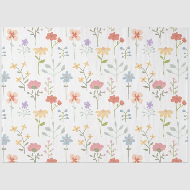 Papier Mousseline Aquarelle Fleur sauvage motif floral (Recto)