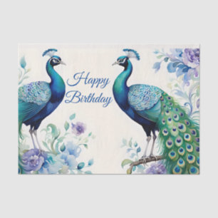 Papier Mousseline Aquarelle fleurie Peacock Anniversaire