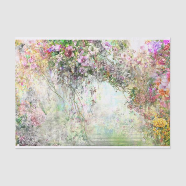 Papier Mousseline Aquarelle Fleurs Abstraites près de l'étang (Recto)