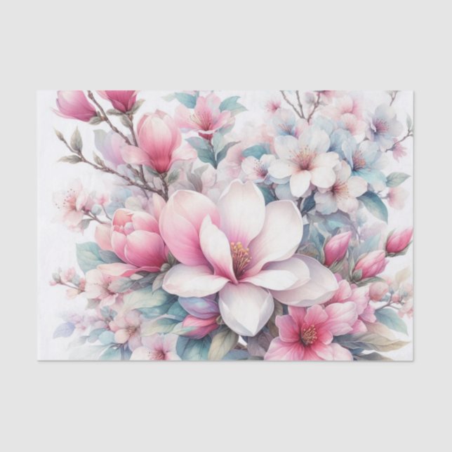 Papier Mousseline Aquarelle Fleurs en pastels doux (Recto)