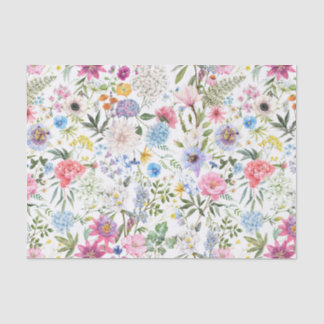 Papier Mousseline Aquarelle Fleurs Jardins Mixtes
