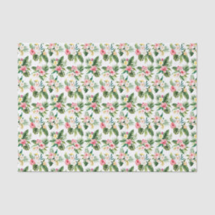 Papier Mousseline Aquarelle Fleurs tropicales et Motif de verdure