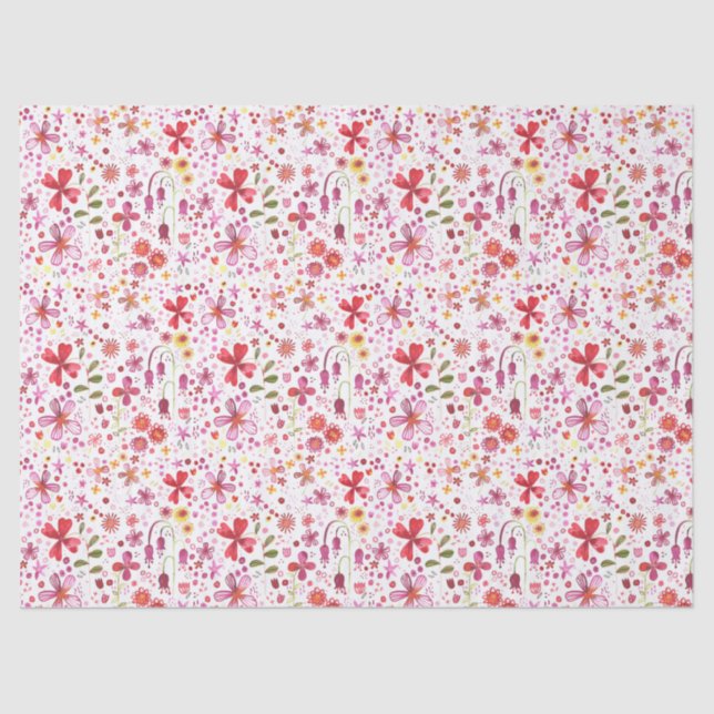 Papier Mousseline Aquarelle Floral Art Moderne Motif (Recto)