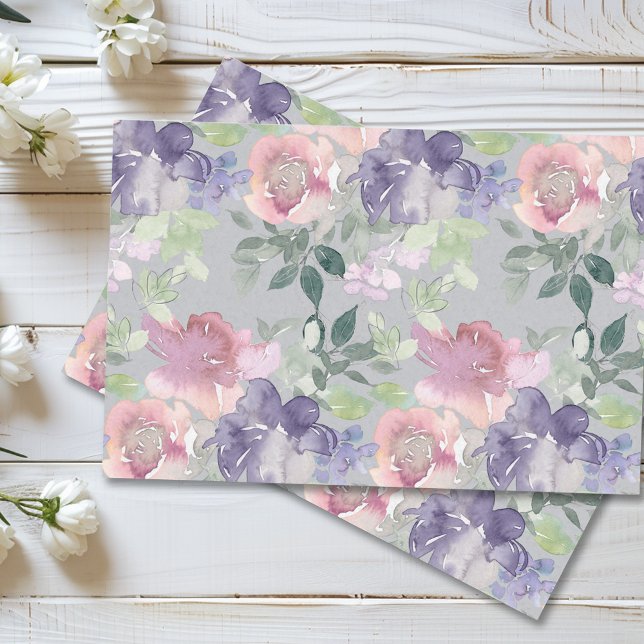 Papier Mousseline Aquarelle Floral Blush Lavande Rose violet (Créateur téléchargé)