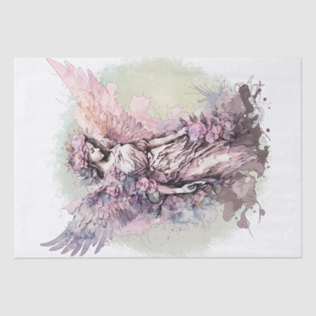 Papier Mousseline Aquarelle florale Angel (Recto)