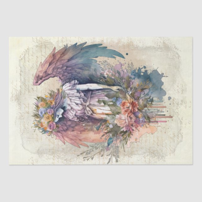 Papier Mousseline Aquarelle florale Angel (Recto)