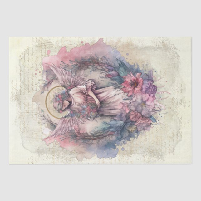 Papier Mousseline Aquarelle florale Angel (Recto)