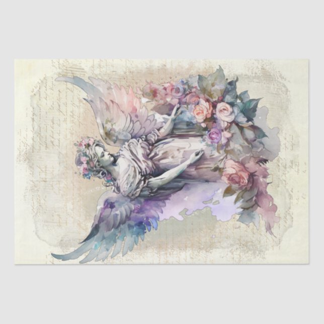 Papier Mousseline Aquarelle florale Angel (Recto)
