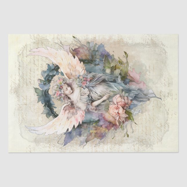 Papier Mousseline Aquarelle florale Angel (Recto)