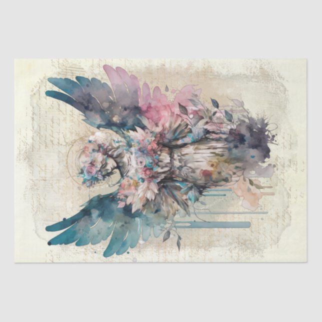 Papier Mousseline Aquarelle florale Angel (Recto)