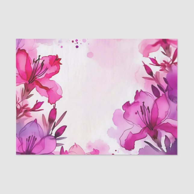 Papier Mousseline Aquarelle florale de l'Azalée (Recto)