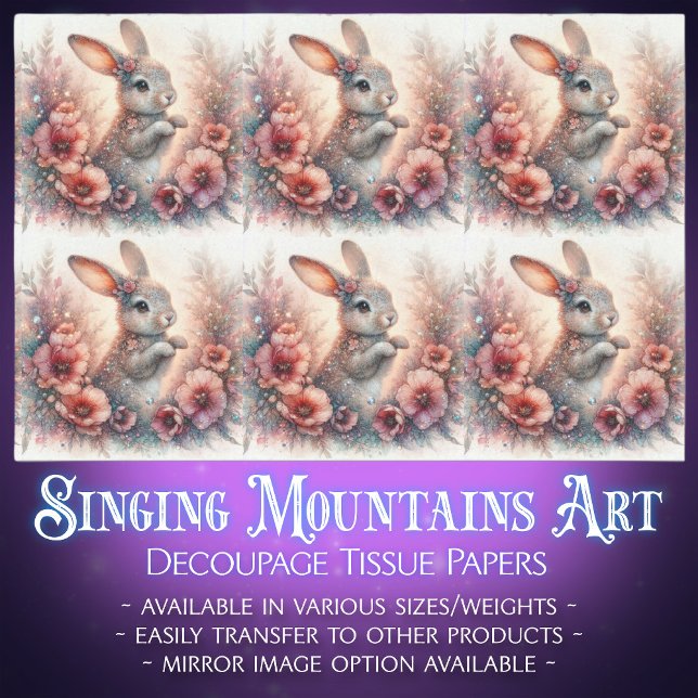 Papier Mousseline Aquarelle Florale Découpage de lapin de Pâques (Créateur téléchargé)