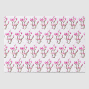 Papier Mousseline Aquarelle florale rose Magnolia élégant Vintage